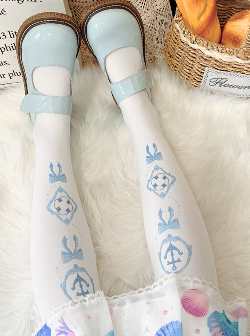 Summer Sailor Series Spring Summer Velvet Print Japanese Sweet Lolita Pantyhose