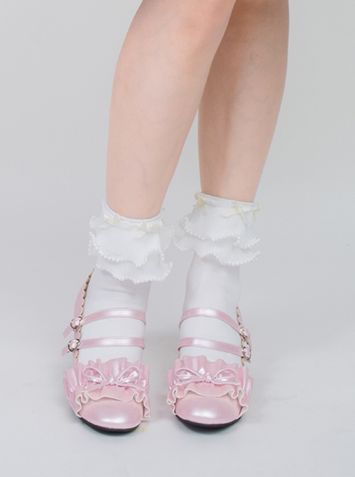 Aegean Series Bowknot Decoration Large Lace Spring Cotton Socks Classic Lolita Socks