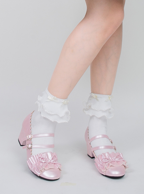 Aegean Series Bowknot Decoration Large Lace Spring Cotton Socks Classic Lolita Socks