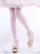 Love And Vow Series Velvet Bow Ribbon Print Sweet Lolita Pantyhose