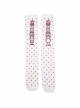 Annie's Breakfast Series Polka-Dot Print Combed Cotton Uniform Tube Socks Classic Lolita Socks