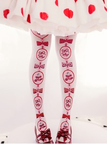 Cherry Pie Series Bow-Knot Cherry Print Velvet Over The Knee Socks Sweet Lolita Socks