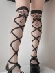 Angel Demon Heart Series Solid Color Angel Demon Cross Strap Jacquard Knee Socks Classic Lolita Socks