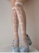 White Cross Jacquard Summer Super Thin Knee Socks Classic Lolita Socks