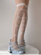 White Cross Jacquard Summer Super Thin Knee Socks Classic Lolita Socks
