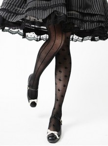 Solid Color Bear Polka Dot Striped Asymmetric Jacquard Spring Summer Anti-Snag Classic Lolita Pantyhose