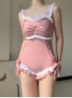 Sweet Ruffle Bow-Knot Decoration Sexy Backless Summer Sweet Lolita Sleeveless One-Piece Swimsuit