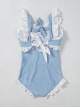 Pure Color Sexy Hollow Backless Lace-Up Cute Sweet Lolita Summer Sleeveless One-Piece Swimsuit