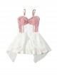 Pink-White Sweet Bowknot Decoration Cute Girl Conservative Summer Sweet Lolita Sleeveless One-Piece Swimsuit