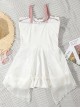 Pink-White Sweet Bowknot Decoration Cute Girl Conservative Summer Sweet Lolita Sleeveless One-Piece Swimsuit