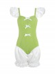 Little Fresh Green Princess Cute Pumpkin Pants Bow Decoration Sweet Lolita Sleeveless One-Piece Swimsuit