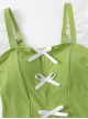 Little Fresh Green Princess Cute Pumpkin Pants Bow Decoration Sweet Lolita Sleeveless One-Piece Swimsuit