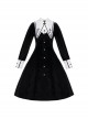 Twilight Prayer Series Nun Style False Collar Detachable Early Spring Retro Lantern Sleeve Gothic Lolita Long Sleeve Dress