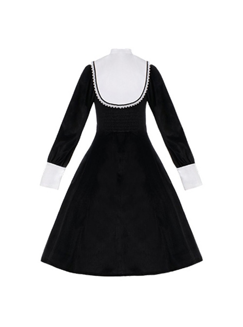 Twilight Prayer Series Nun Style False Collar Detachable Early Spring Retro Lantern Sleeve Gothic Lolita Long Sleeve Dress