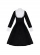 Twilight Prayer Series Nun Style False Collar Detachable Early Spring Retro Lantern Sleeve Gothic Lolita Long Sleeve Dress