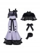 Retro Elegant Black Purple Velvet Stitching Black Translucent Hem Fishtail Skirt Shawl Classic Lolita Sleeveless Dress Set