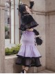 Retro Elegant Black Purple Velvet Stitching Black Translucent Hem Fishtail Skirt Shawl Classic Lolita Sleeveless Dress Set