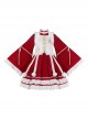 Chinese Style Red Stand Collar Wide Sleeves Detachable Pom Bow-Knot Square Collar Embroidered Vest Classic Lolita Long Sleeve Dress Set