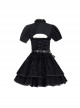 Black Satin Jacquard Metal Chain Decorate Belt Shawl Sleeves Multi-Wear Punk Lolita Sleeveless Dress Set