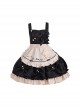 Witch's Handbook Series Vintage Square Neck Star Bow-Knot Decorated Embossed Fabric Embroidery Apron Sweet Lolita Sleeveless Dress