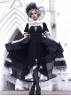 Undead Prayer Series Nun Style Black-White Cross Embroidered Fishtail Skirt Lace Cover Skirt Gothic Lolita Short-Sleeved Dress