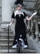 Undead Prayer Series Nun Style Black-White Cross Embroidered Fishtail Skirt Lace Cover Skirt Gothic Lolita Short-Sleeved Dress