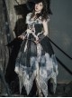 Elegant Lace Stitching Halter Lace-Up Irregular 3.8m Oversized Hem Design Gothic Lolita Sleeveless Dress