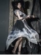 Elegant Lace Stitching Halter Lace-Up Irregular 3.8m Oversized Hem Design Gothic Lolita Sleeveless Dress