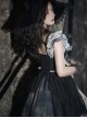 Elegant Lace Stitching Halter Lace-Up Irregular 3.8m Oversized Hem Design Gothic Lolita Sleeveless Dress