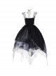 Elegant Lace Stitching Halter Lace-Up Irregular 3.8m Oversized Hem Design Gothic Lolita Sleeveless Dress