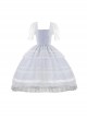 Shell Wind Chime Series Elegant Square Neck Lily-Of-The-Valley Embroidered Polka Dot Yarn Hem Classic Lolita Short-Sleeved Dress