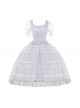 Shell Wind Chime Series Elegant Square Neck Lily-Of-The-Valley Embroidered Polka Dot Yarn Hem Classic Lolita Short-Sleeved Dress