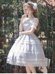 Shell Wind Chime Series Elegant Square Neck Lily-Of-The-Valley Embroidered Polka Dot Yarn Hem Classic Lolita Short-Sleeved Dress