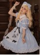 Alice's Wish Series Cute Doll Collar Hollow Polka Dot Bowknot Decorated Cows Pattern Printed Butterfly Daily Sweet Lolita Short-Sleeved Dress