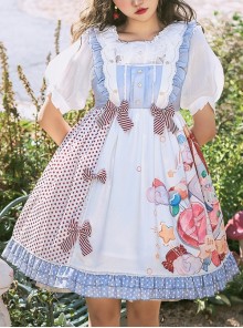 Mianmian Candy Jar Series Cute Candy Print Polka Dot Stitching Striped Bow-Knot Decoration Sweet Lolita Sleeveless Dress