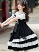 Black Sugar Sweetheart Series Black-White Sweet Cool Girl Polka Dot Simple Asymmetrical Hem Classic Lolita Sleeveless Dress