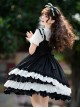 Black Sugar Sweetheart Series Black-White Sweet Cool Girl Polka Dot Simple Asymmetrical Hem Classic Lolita Sleeveless Dress