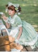 Miss Dandelion Series Green Summer Fresh Doll Collar Lace Bow-Knot Decoration Classic Lolita Short-Sleeved Dress