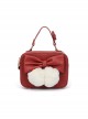 Cat Ball Series Solid Color Detachable Plush Ball Bow-Knot Decoration Small Square Bag Sweet Lolita Hand Shoulder Bag