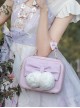 Cat Ball Series Solid Color Detachable Plush Ball Bow-Knot Decoration Small Square Bag Sweet Lolita Hand Shoulder Bag