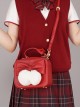 Cat Ball Series Solid Color Detachable Plush Ball Bow-Knot Decoration Small Square Bag Sweet Lolita Hand Shoulder Bag