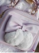 Cat Ball Series Solid Color Detachable Plush Ball Bow-Knot Decoration Small Square Bag Sweet Lolita Hand Shoulder Bag