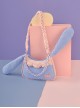 Cute Corduroy Rabbit Ears Stitching Sweet Pink-White Lace Acrylic Chain Jewelry Decoration Sweet Lolita Shoulder Bag