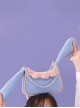 Cute Corduroy Rabbit Ears Stitching Sweet Pink-White Lace Acrylic Chain Jewelry Decoration Sweet Lolita Shoulder Bag