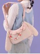 Cute Corduroy Rabbit Ears Stitching Sweet Pink-White Lace Acrylic Chain Jewelry Decoration Sweet Lolita Shoulder Bag