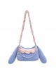 Cute Corduroy Rabbit Ears Stitching Sweet Pink-White Lace Acrylic Chain Jewelry Decoration Sweet Lolita Shoulder Bag