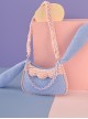 Cute Corduroy Rabbit Ears Stitching Sweet Pink-White Lace Acrylic Chain Jewelry Decoration Sweet Lolita Shoulder Bag