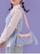 Cute Corduroy Rabbit Ears Stitching Sweet Pink-White Lace Acrylic Chain Jewelry Decoration Sweet Lolita Shoulder Bag