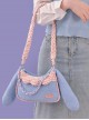 Cute Corduroy Rabbit Ears Stitching Sweet Pink-White Lace Acrylic Chain Jewelry Decoration Sweet Lolita Shoulder Bag