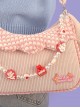 Cute Corduroy Rabbit Ears Stitching Sweet Pink-White Lace Acrylic Chain Jewelry Decoration Sweet Lolita Shoulder Bag